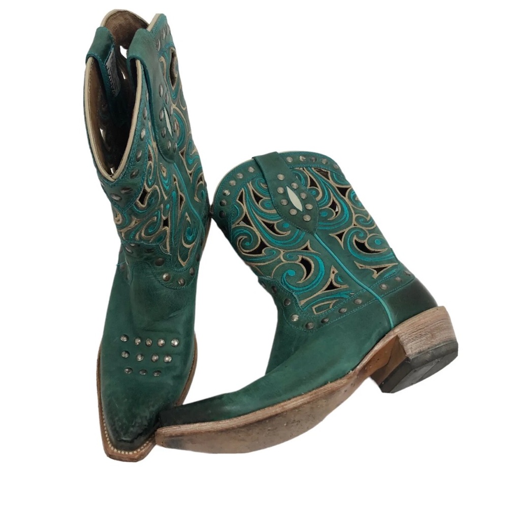 Ariat Teal Embellished Western Heeled Boots